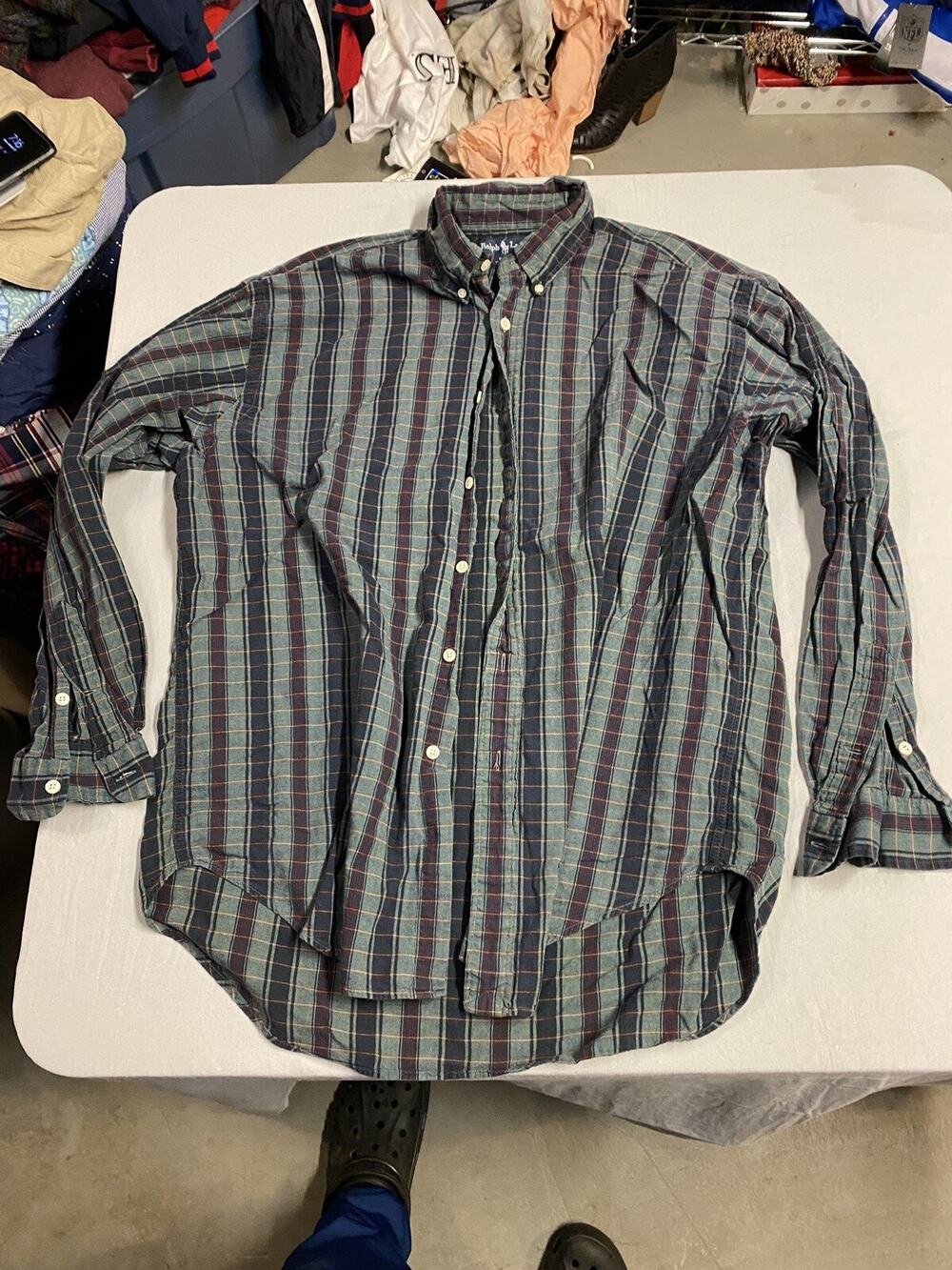 Men Polo Ralph Lauren Blaire Long Sleeve Button Down Shirt Size Large Plaid Blue